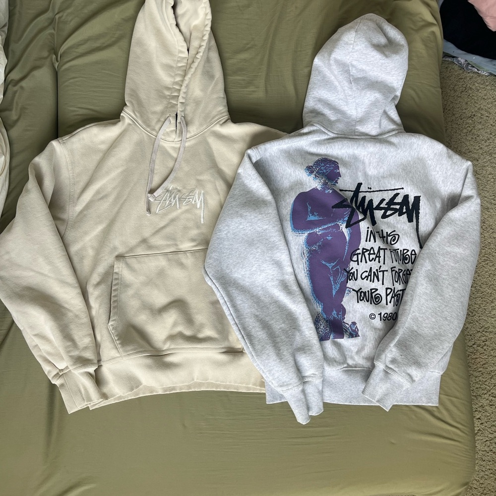 Stussy Men's Hoodie - Cream and Gray